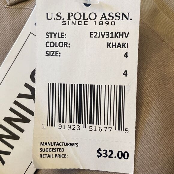 U.S. Polo Assn. Girls Skinny Khaki Pants Size 4 Adjustable Waist 18” Inseam NWT - Picture 7 of 7